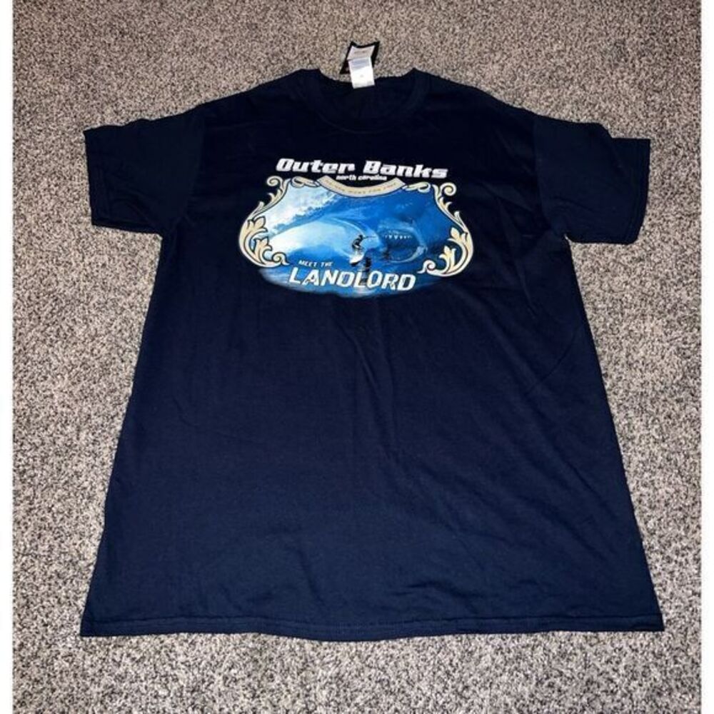 NWT Gildan Men's Navy Blue Outer Banks T-Shirt size large‎